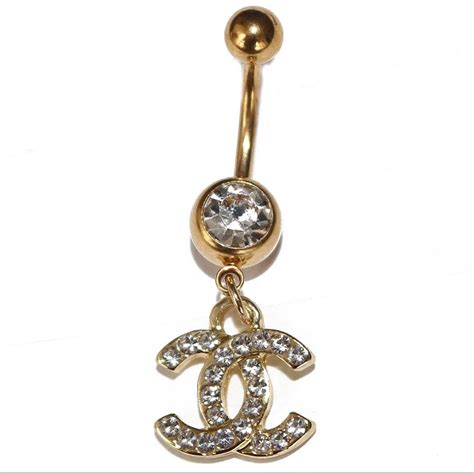 chanel belly ring bar|Chanel stackable rings.